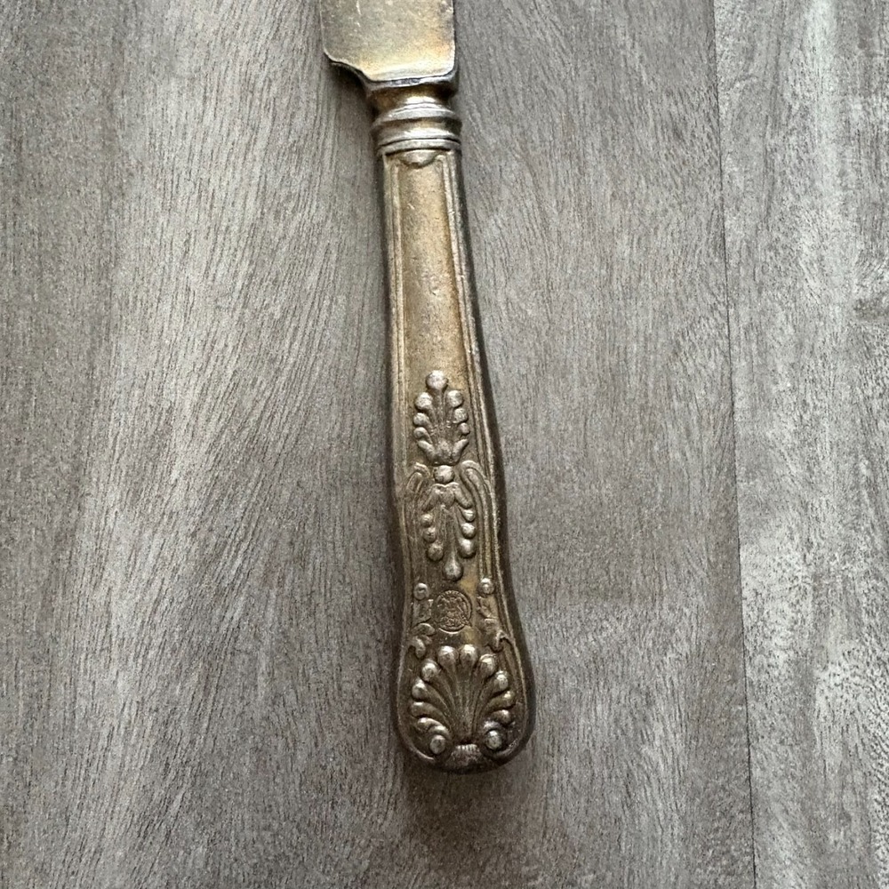 Vintage U.S. CAGS Sterling Silver Pleated Handled Butter Spreader Knife - Picture 6 of 10